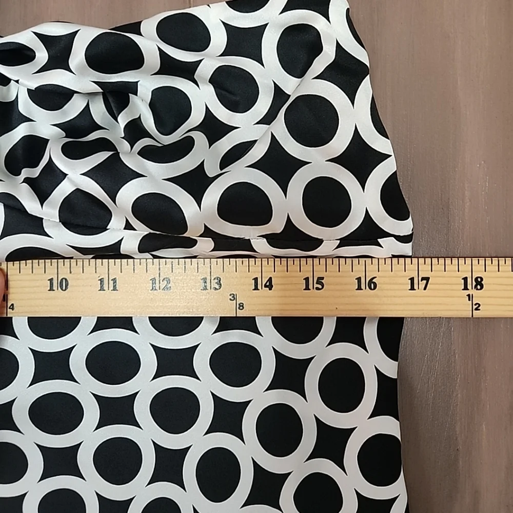 Laundry Shelli Segal Silk Halter Dress Black White Geometric 90s Y2K Size 10 NWT - Picture 9 of 12